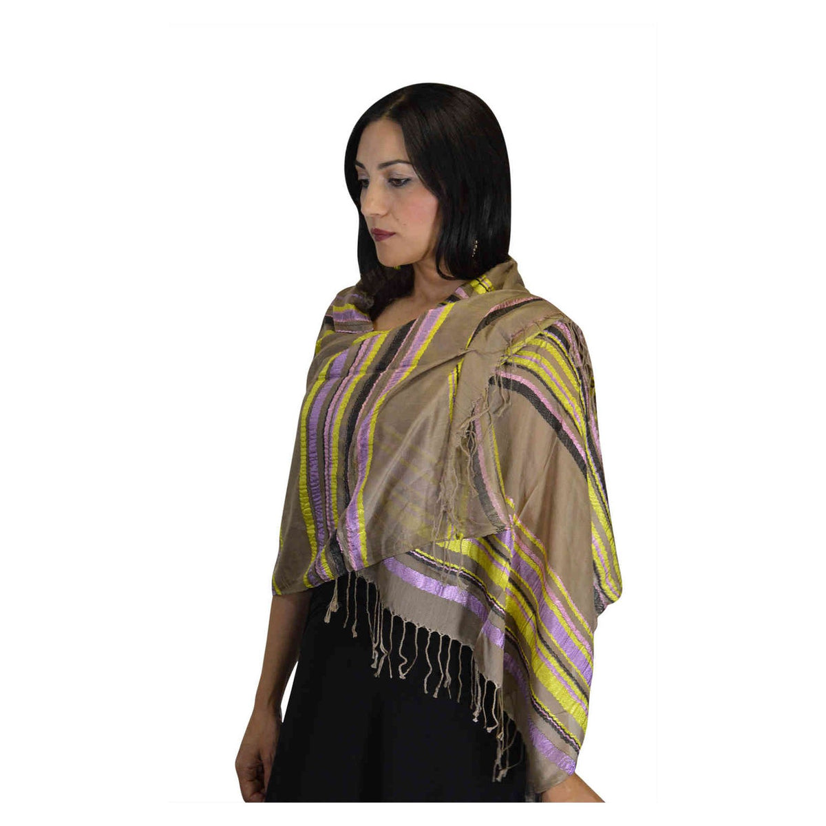 Rahma Shawl Silk Beige-7369