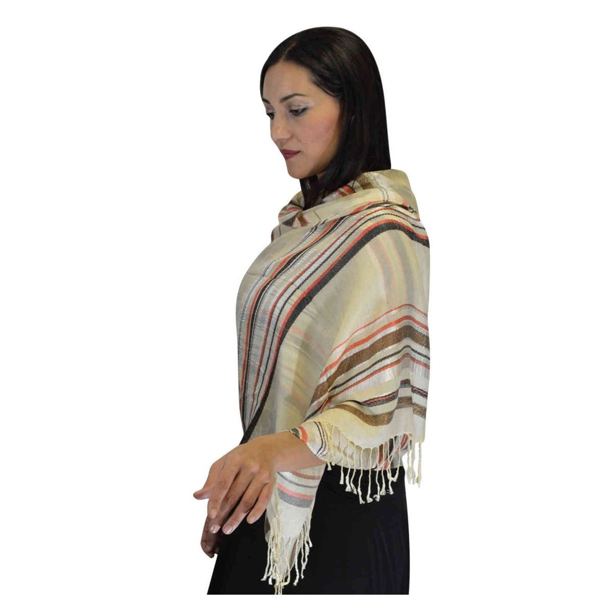 Rahma Shawl Silk Beige-7375