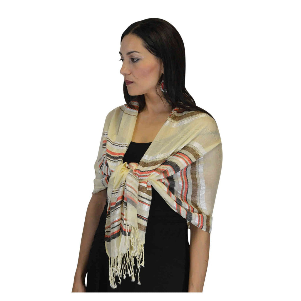 Rahma Shawl Silk Beige-7376