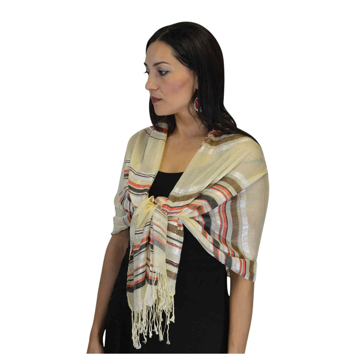 Rahma Shawl Silk Beige-7376