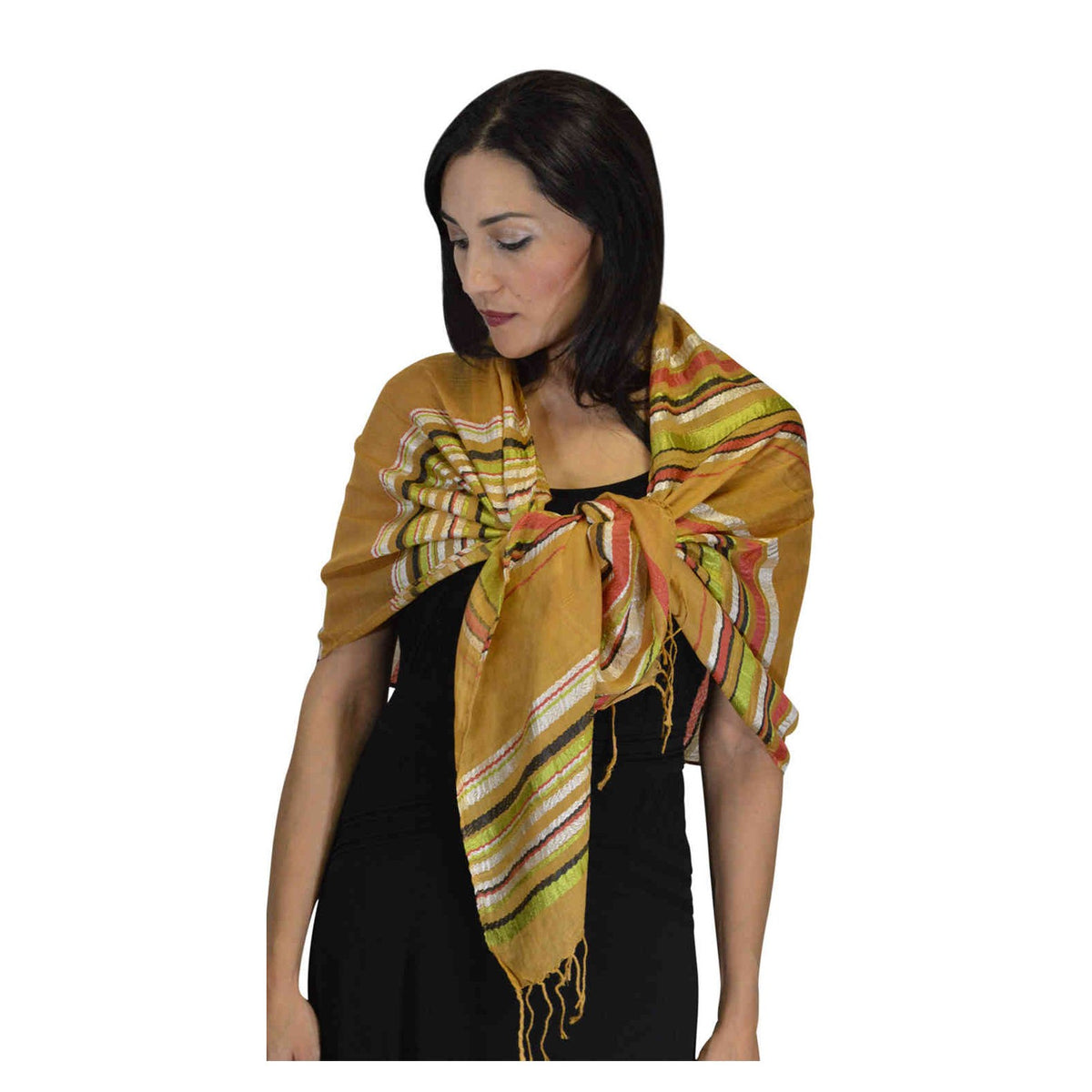 Rahma Shawl Silk Mustard-7406