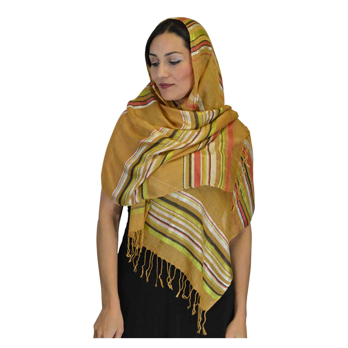 Rahma Shawl Silk Mustard-0