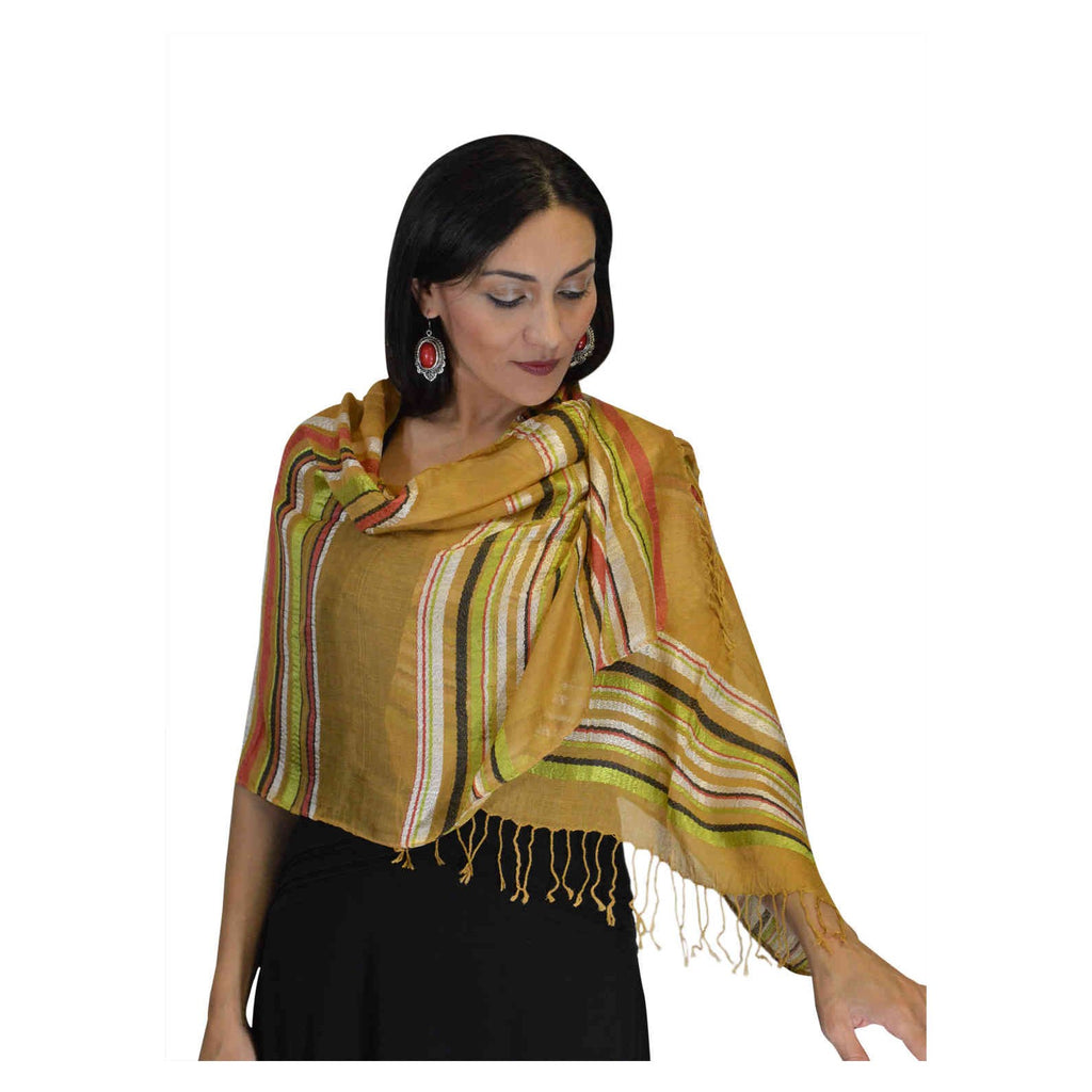 Rahma Shawl Silk Mustard-7405