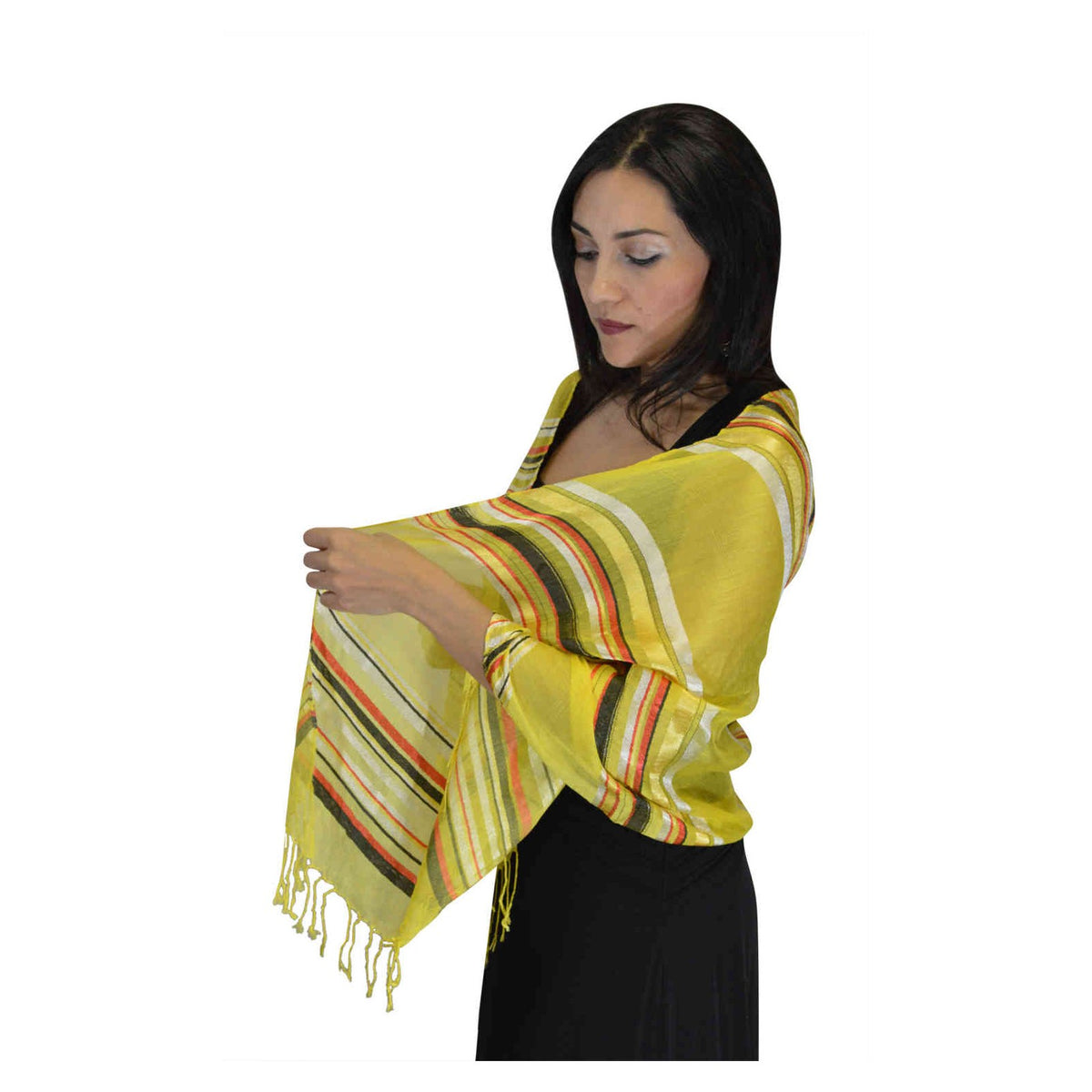 Rahma Shawl Silk Yellow-7466