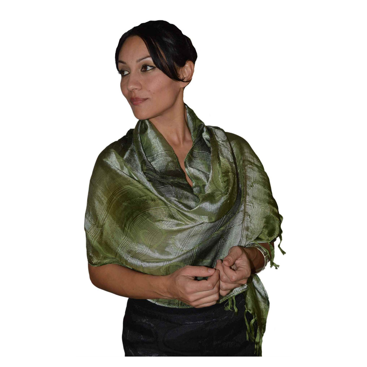 Dawdia Olive Green Shawl-0