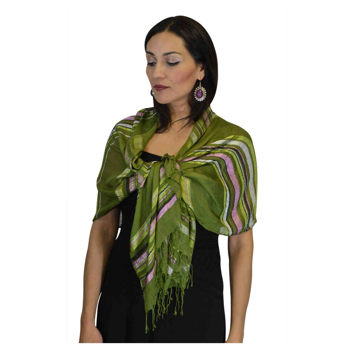 Rahma Shawl Silk Green-7401