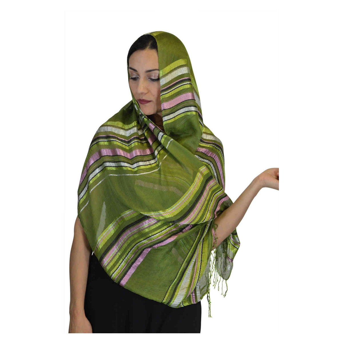 Rahma Shawl Silk Green-7402
