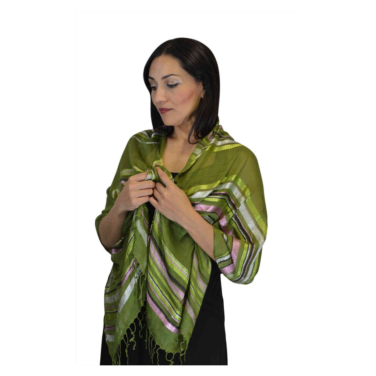 Rahma Shawl Silk Green-7403