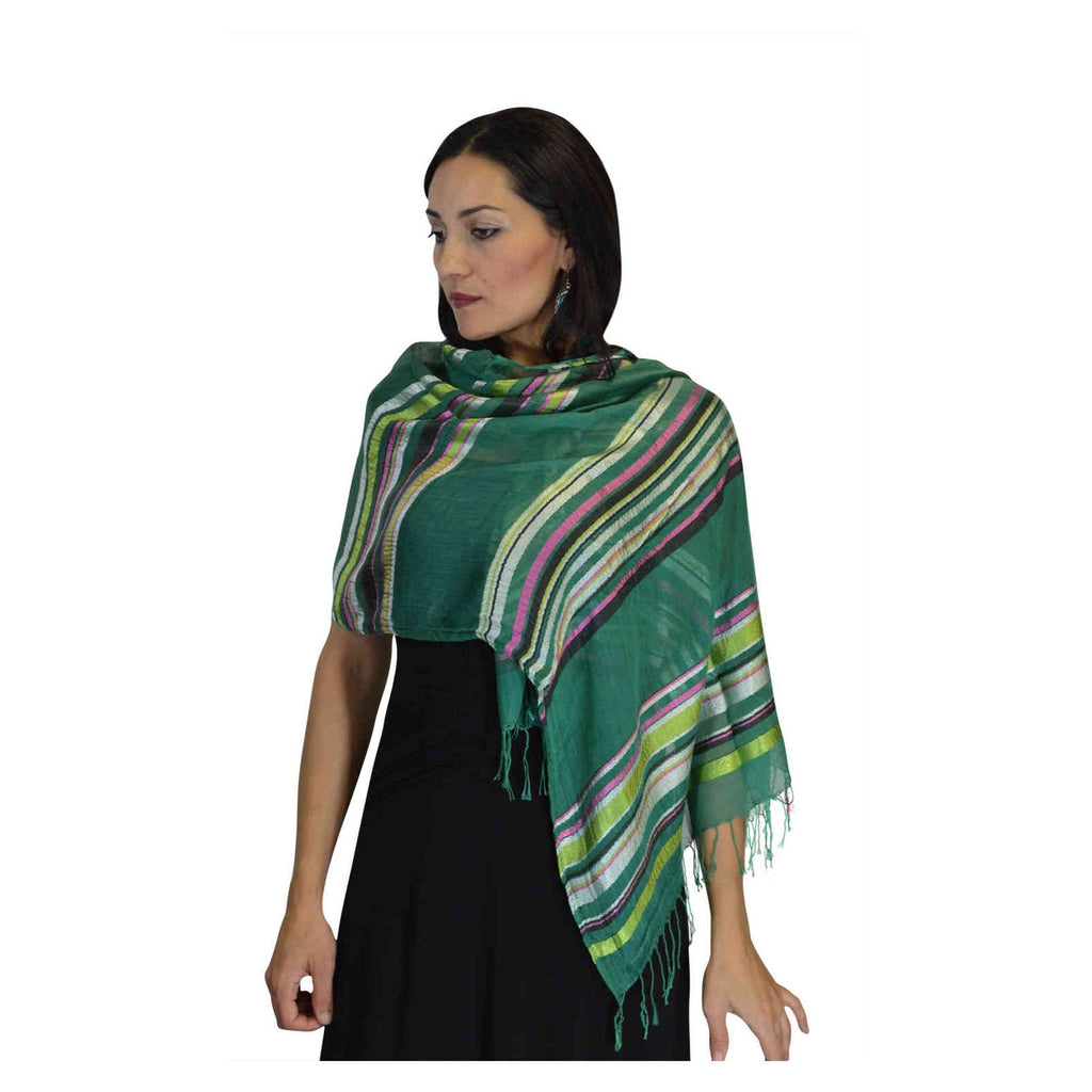 Rahma Shawl Silk Green-7416