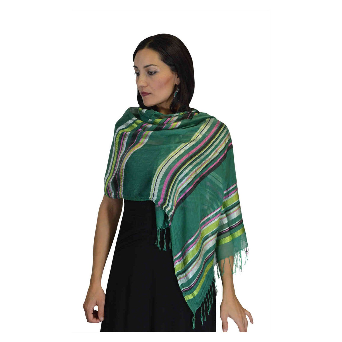 Rahma Shawl Silk Green-7416