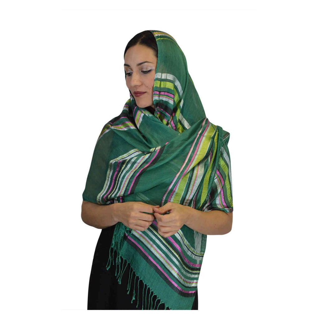 Rahma Shawl Silk Green-7413