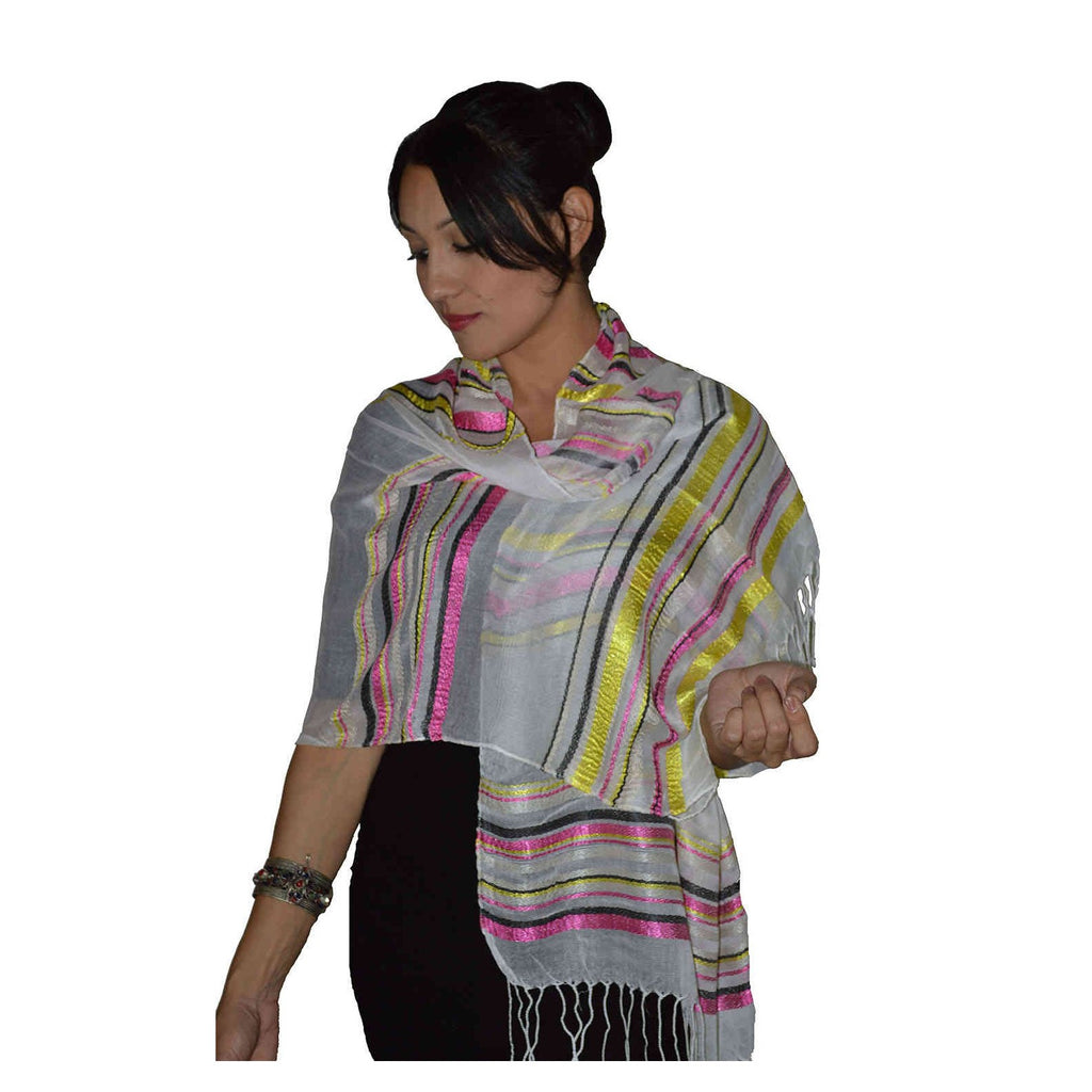 Rahma Shawl Silk White-0