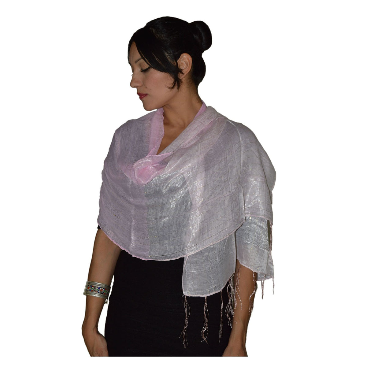Fasia Silk Shawl - Light Pink