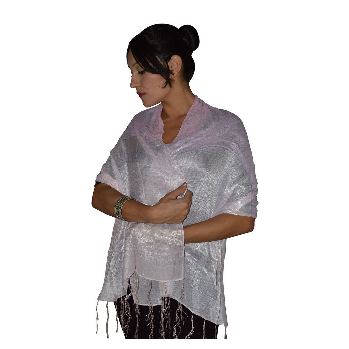 Fasia Silk Shawl - Light Pink
