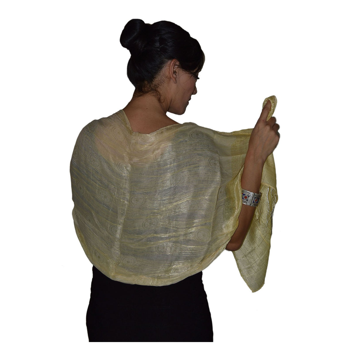 Fasia Pale Yellow Silk Shawl