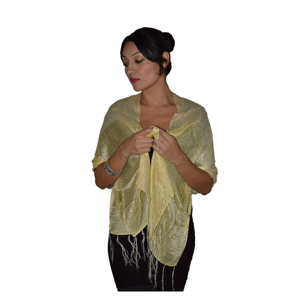 Fasia Pale Yellow Silk Shawl
