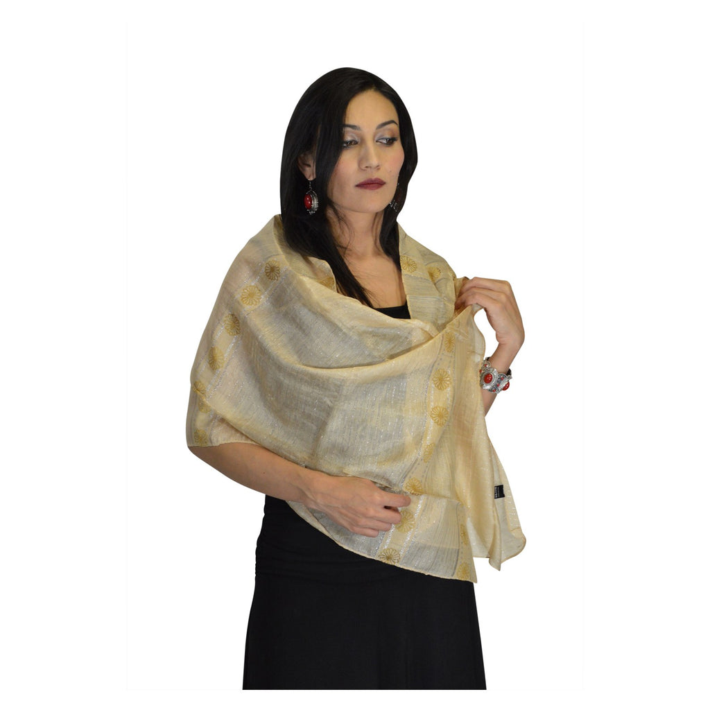 Marwa Shawl Silk and Cotton Blend - Beige