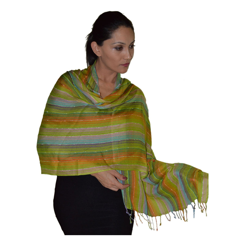Colorful Stripes Shawl - Lime