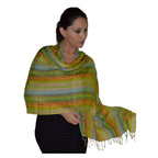 Colorful Stripes Shawl - Lime