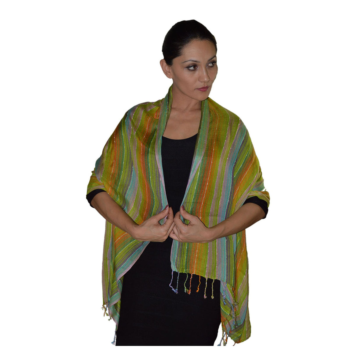 Colorful Stripes Shawl - Lime