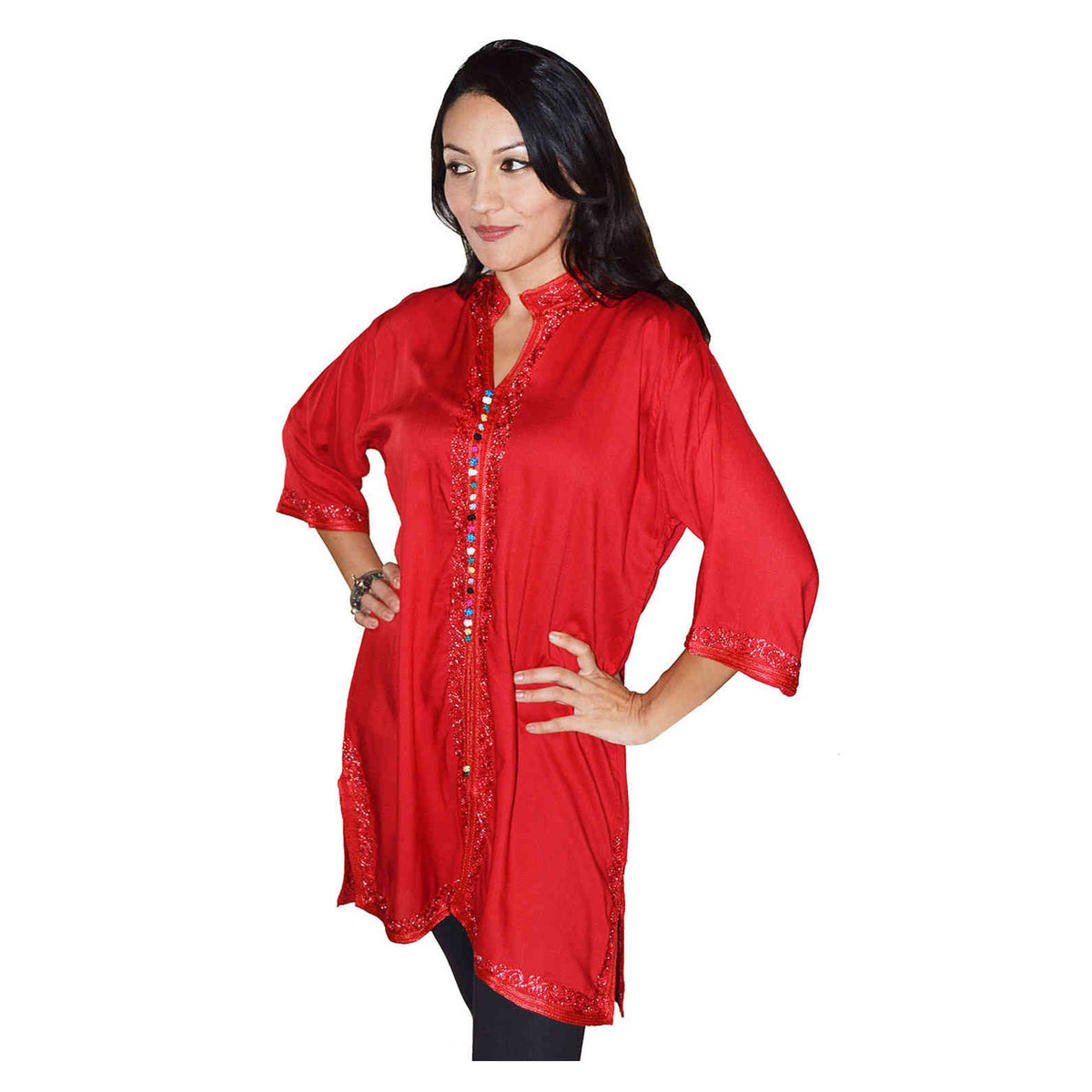 Nadia Moroccan Woman Tunic Kaftan - Red