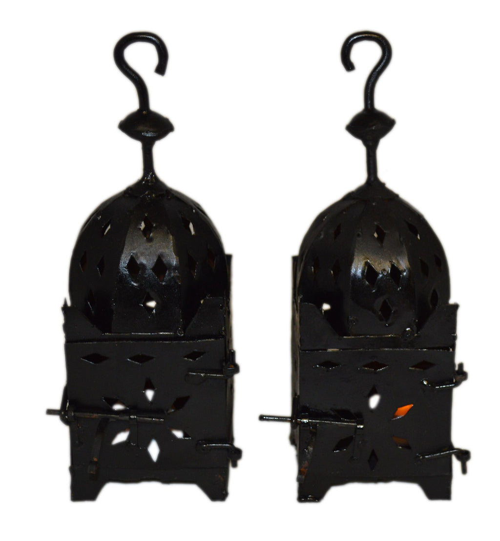 Small Moroccan Fnar Lantern Glossy Black
