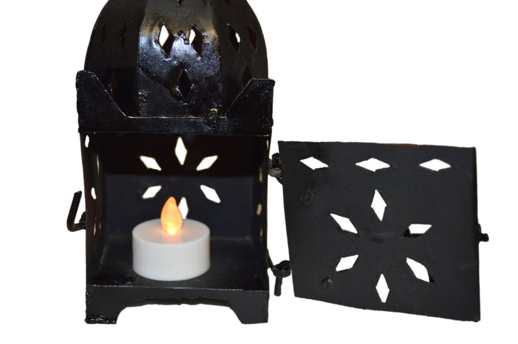 Small Moroccan Fnar Lantern Glossy Black