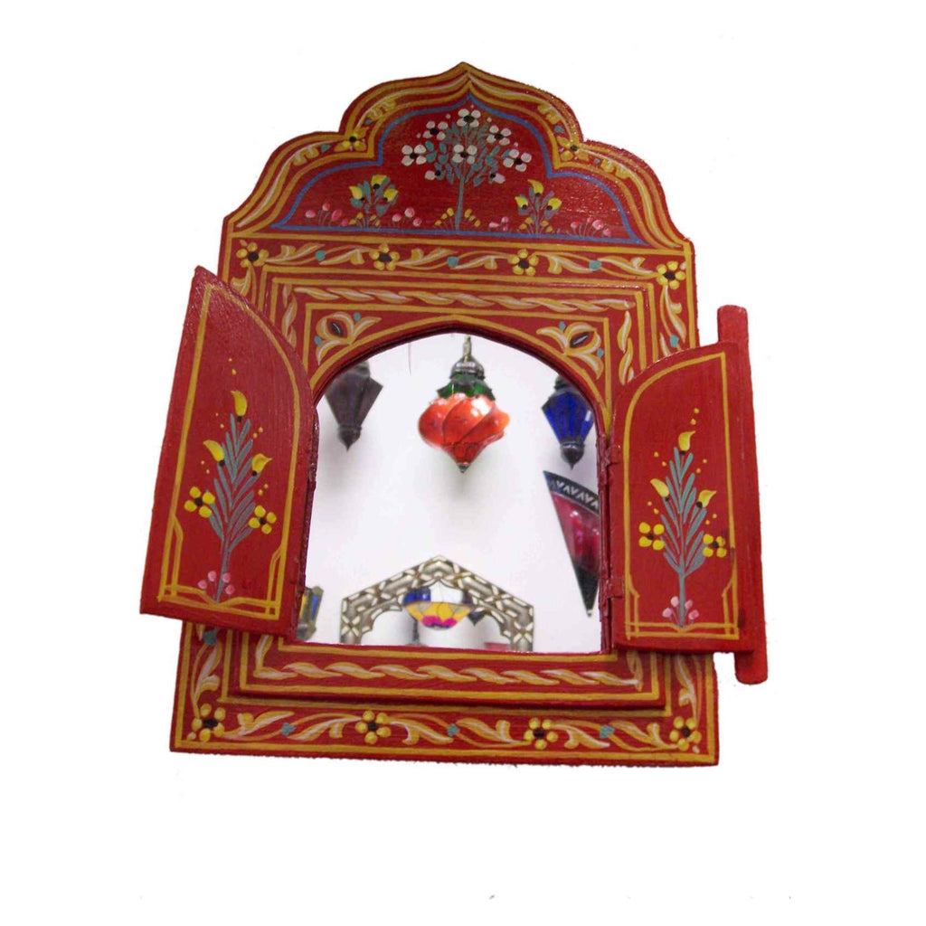 Handmade Wood Door Mirror Small - Red