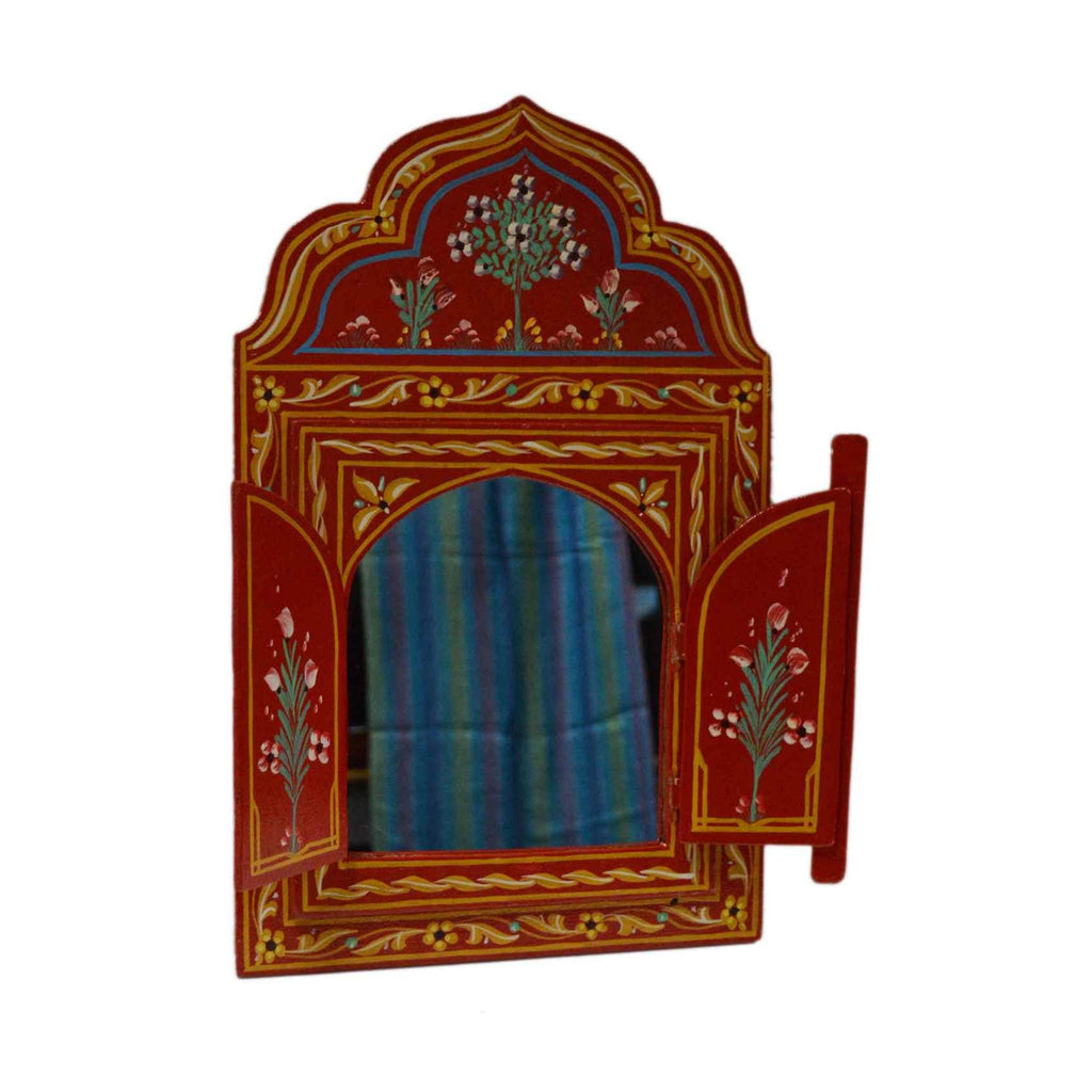 Handmade Wood Door Mirror Small - Red