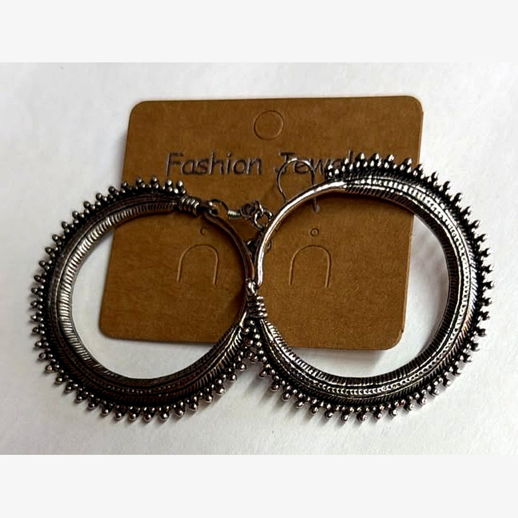 Snail Notched Hoop Earrings Silver