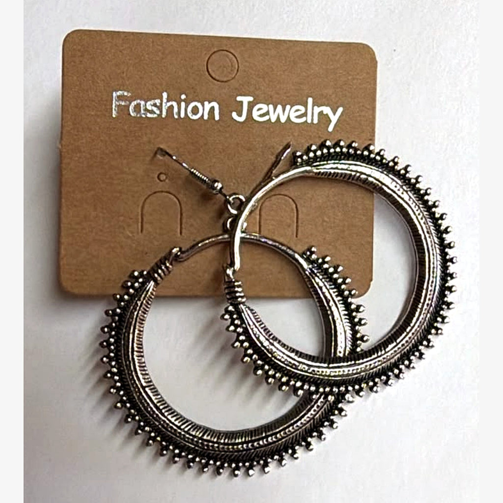 Snail Notched Hoop Earrings Silver