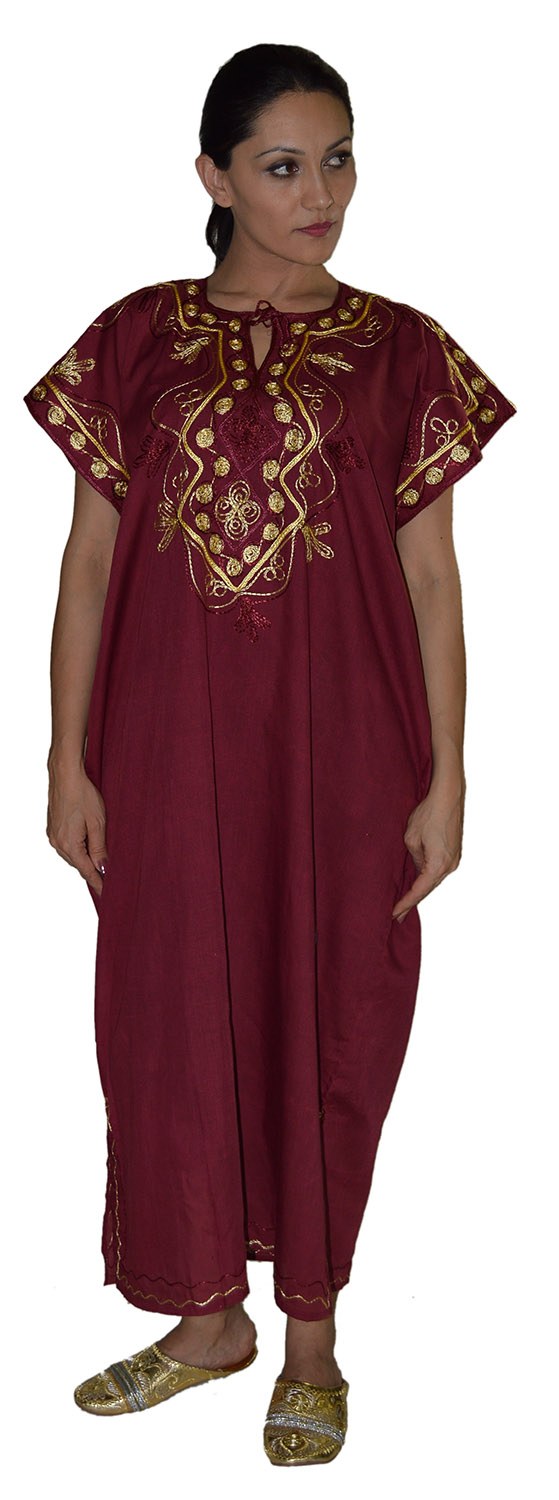 Sofia Moroccan Woman Casual Kaftan - Burgundy