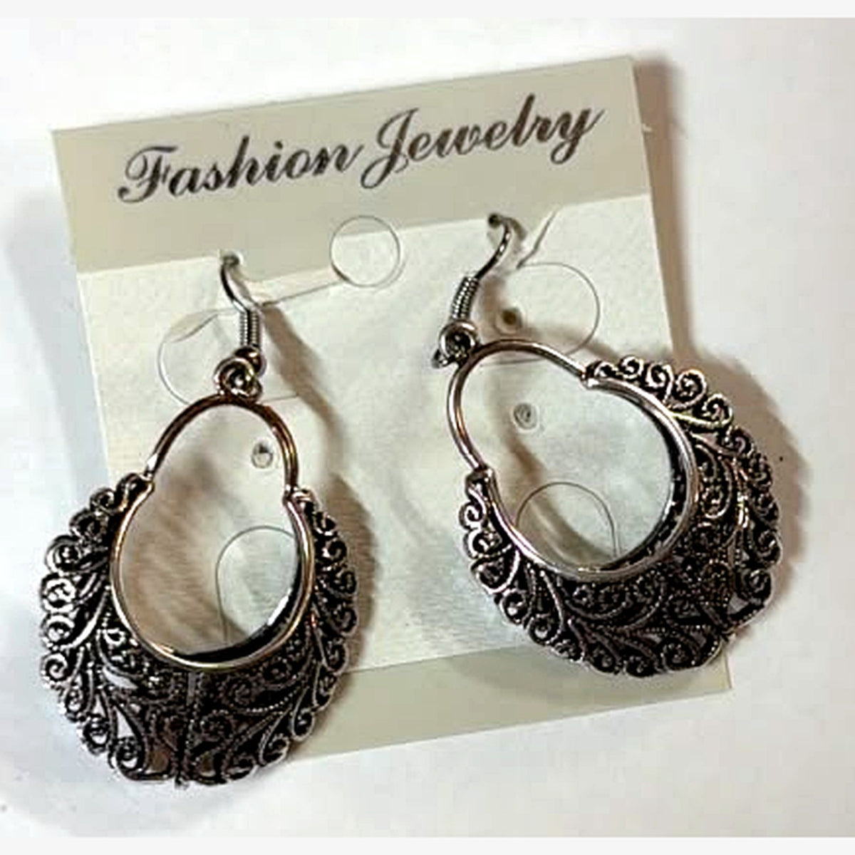 Soumia Filigree Crescent Hoop Earrings Silver