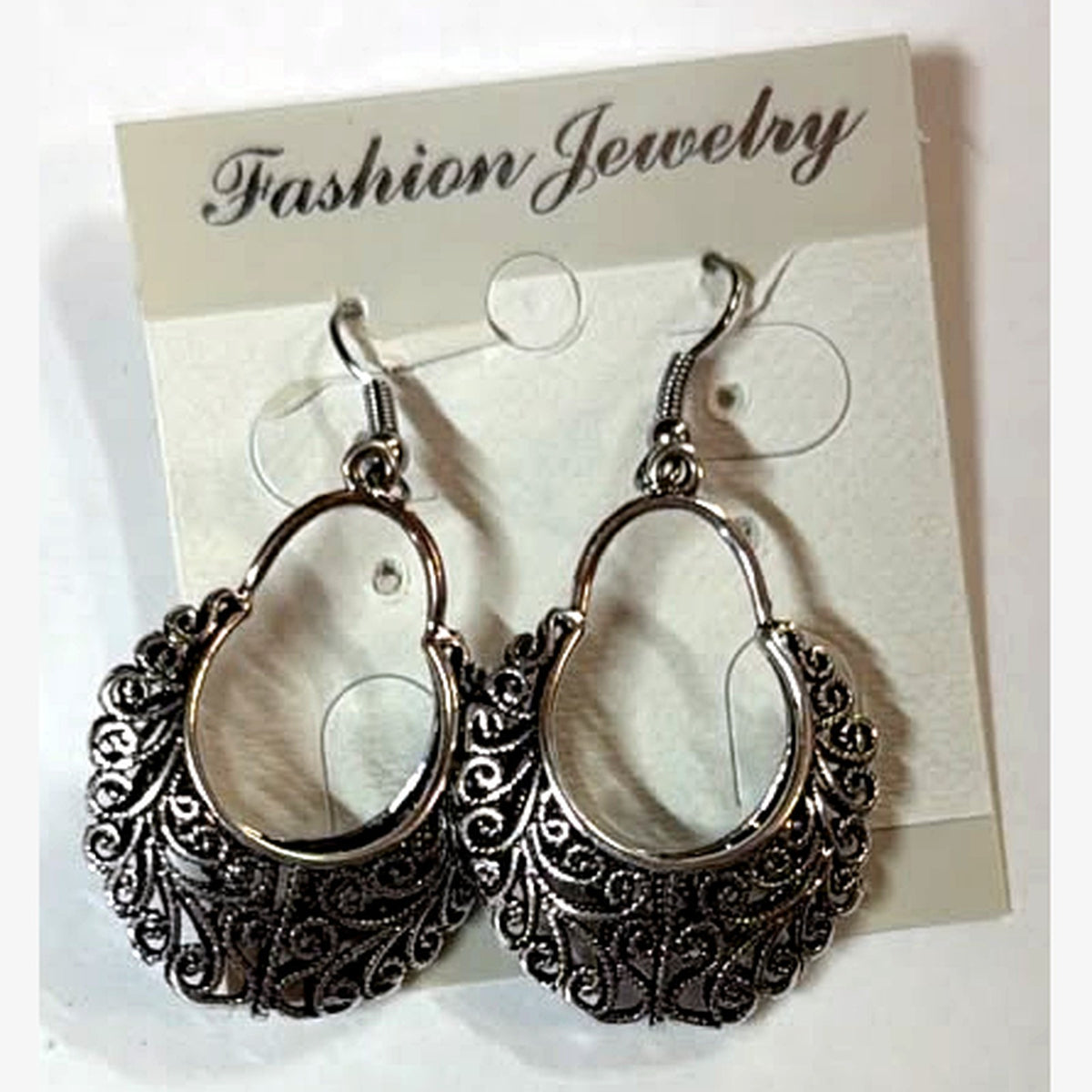 Soumia Filigree Crescent Hoop Earrings Silver