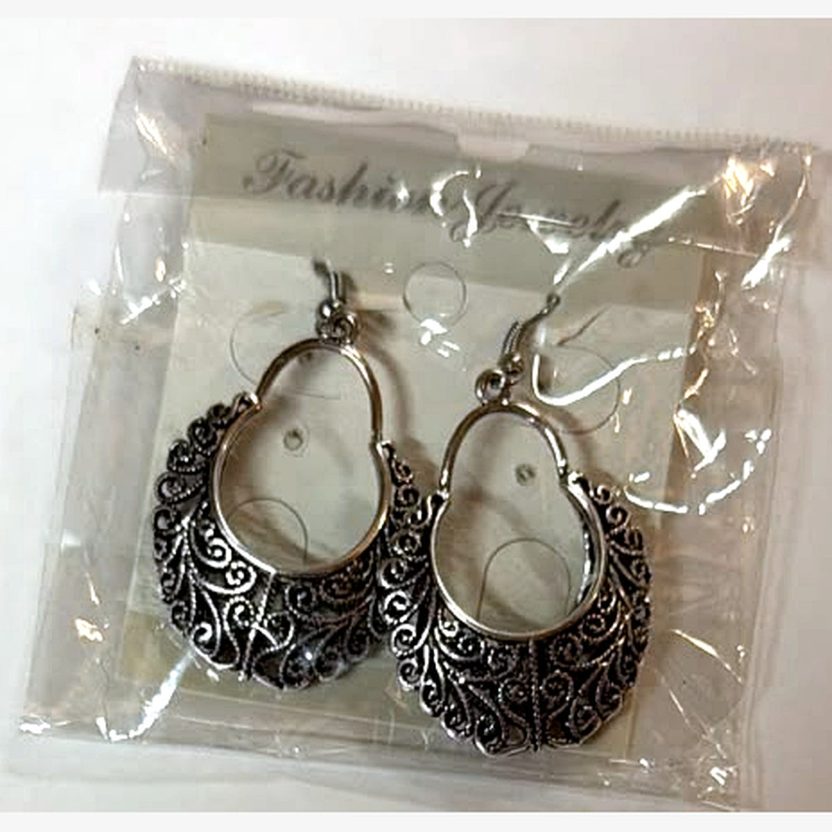 Soumia Filigree Crescent Hoop Earrings Silver