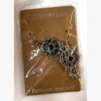Square Stone Medallion Earrings Black