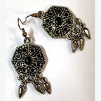 Square Stone Medallion Earrings Green