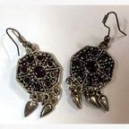 Square Stone Medallion Earrings Purple