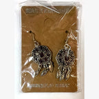 Square Stone Medallion Earrings Purple