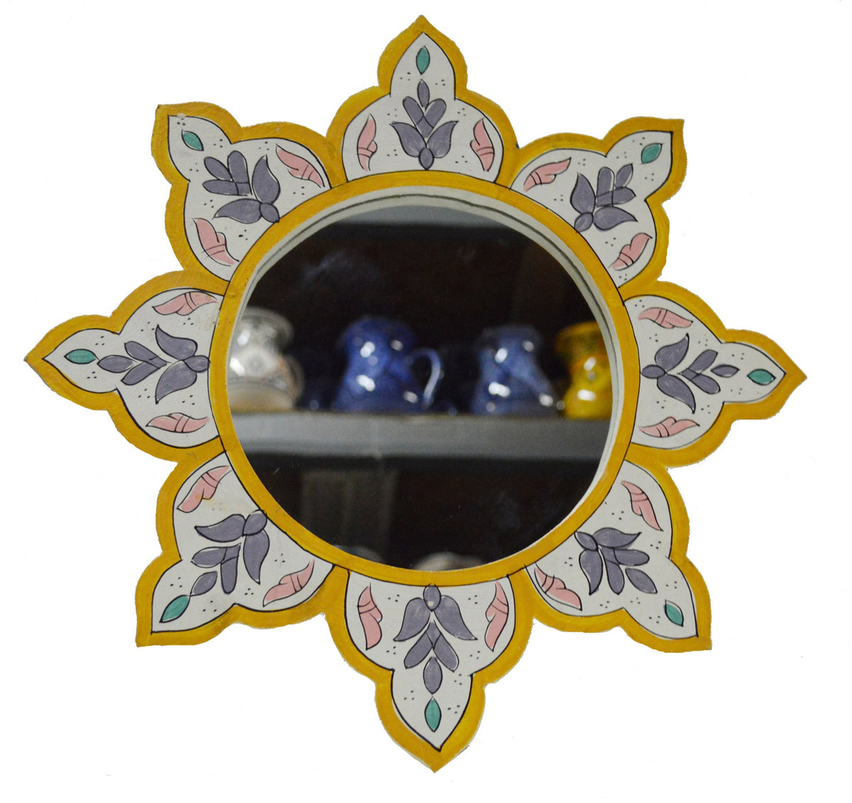 Star Handmade Wood Mirror White
