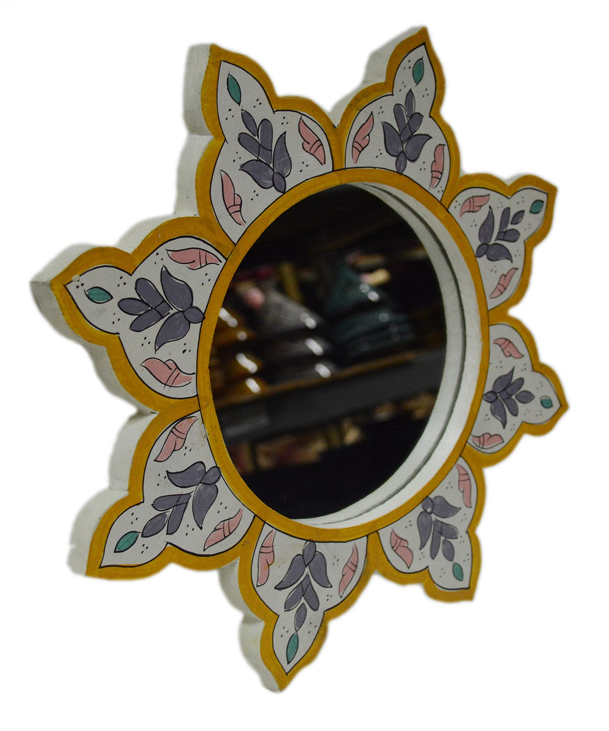 Star Handmade Wood Mirror White