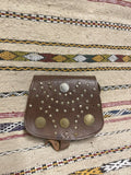 Studded Leather Coin Purse Brown Arch