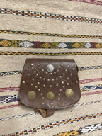 Studded Leather Coin Purse Brown Arch