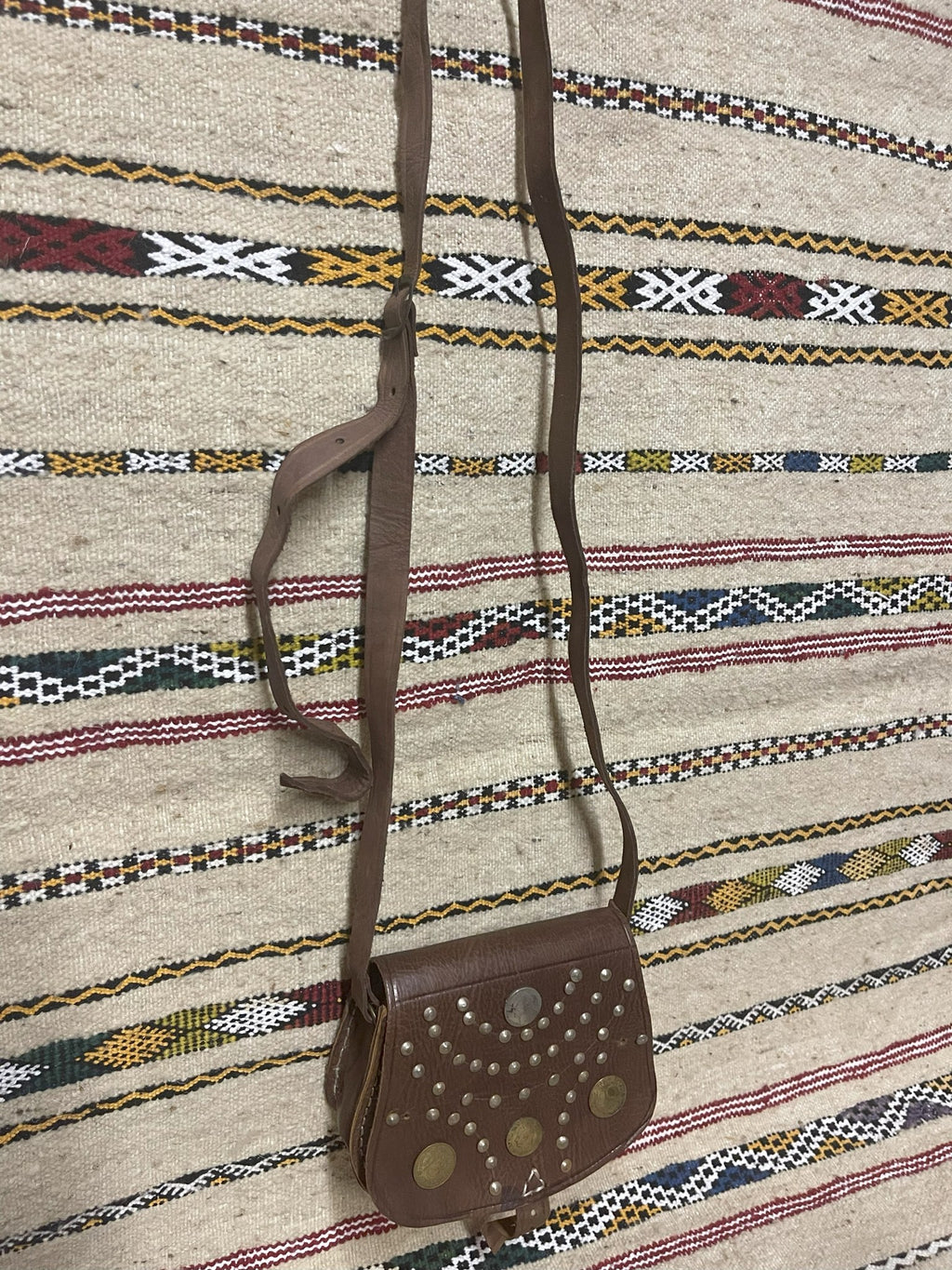Studded Leather Coin Purse Brown Arch