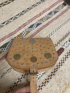 Studded Leather Coin Purse Tan Chevron