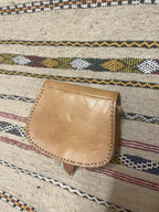 Studded Leather Coin Purse Tan Chevron