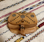 Studded Leather Coin Purse Tan Cross