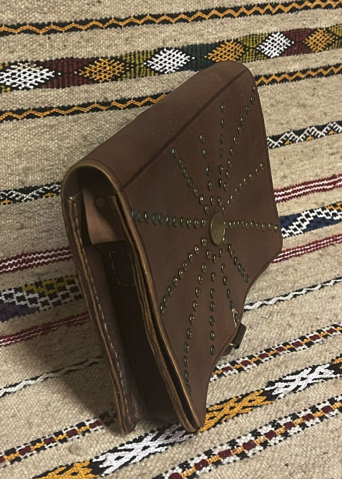Sun Studded Leather Crossbody Purse Brown - Brown