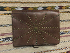 Sun Studded Leather Crossbody Purse Brown - Brown