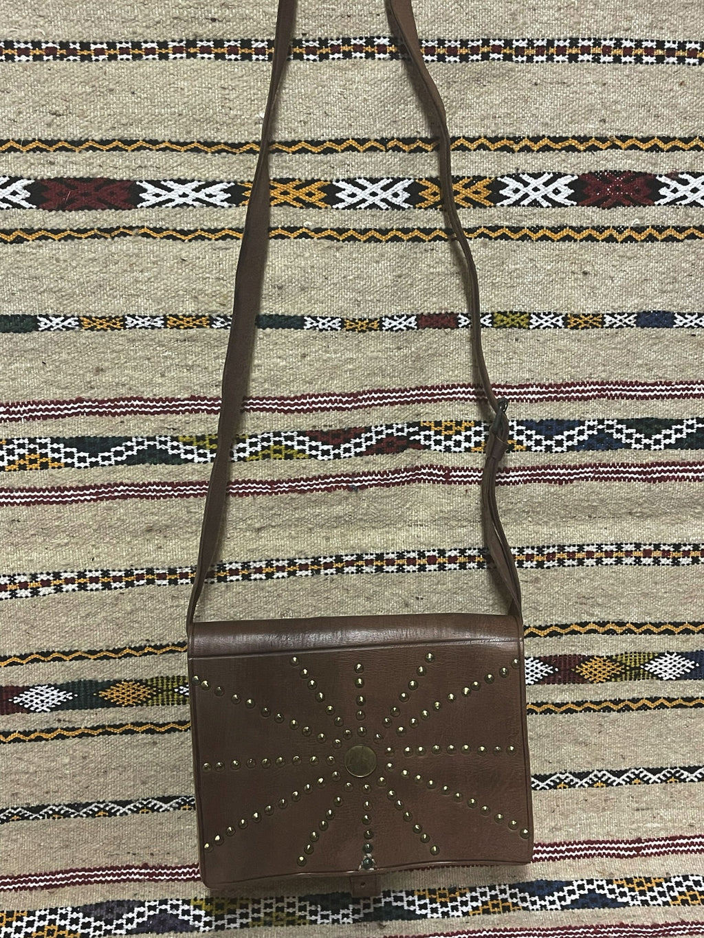 Sun Studded Leather Crossbody Purse Brown - Brown